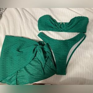 Green bikini set with matching sarong
